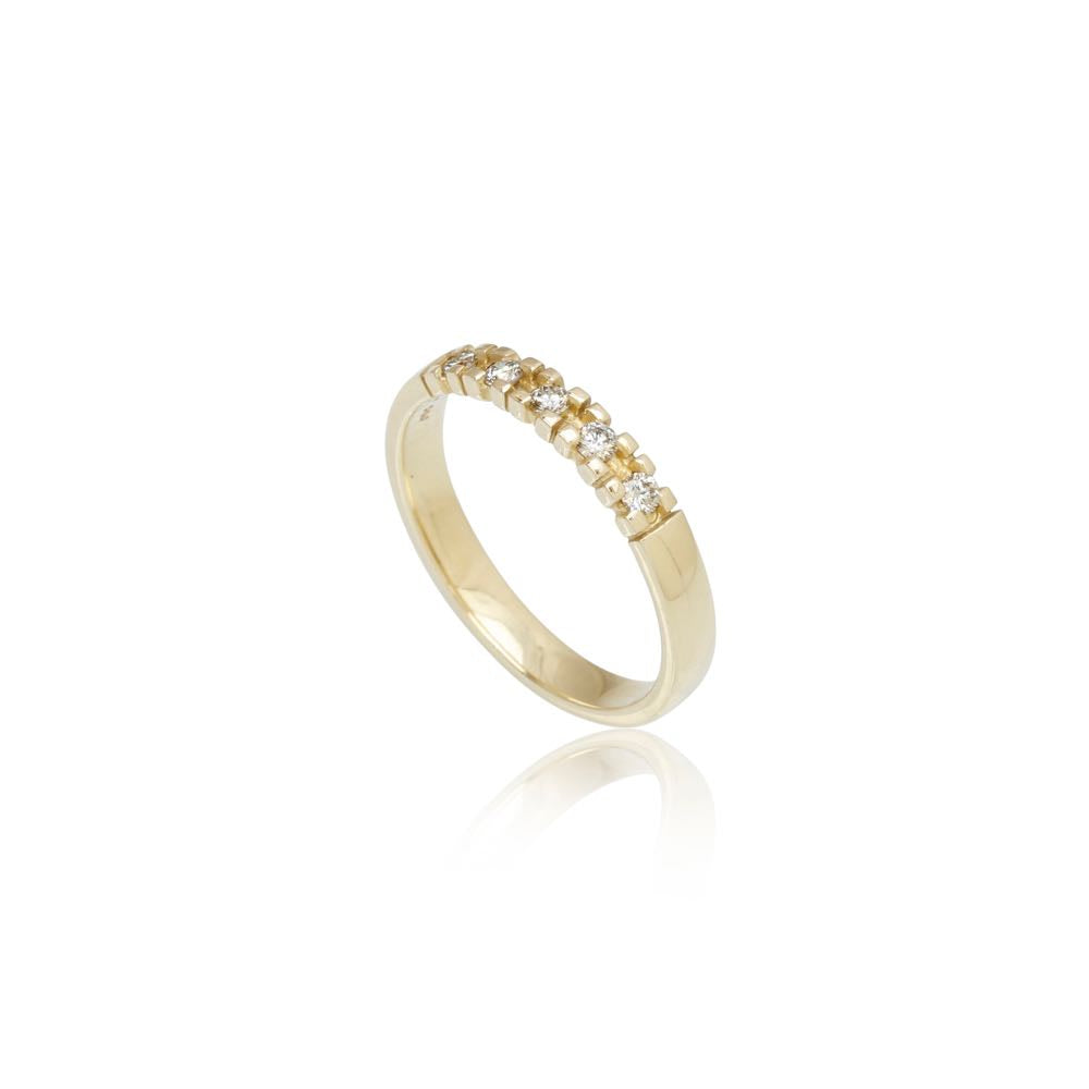 14 kt. alliance ring m/5x0,03 ct. W-si