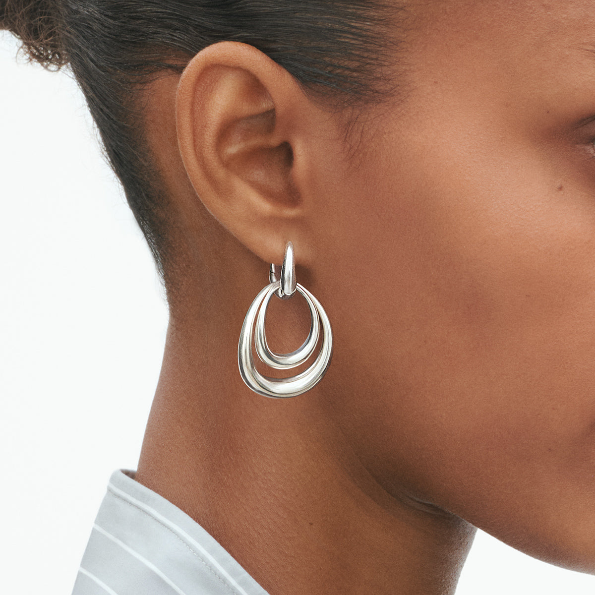 Offspring sølv double element øreringe large