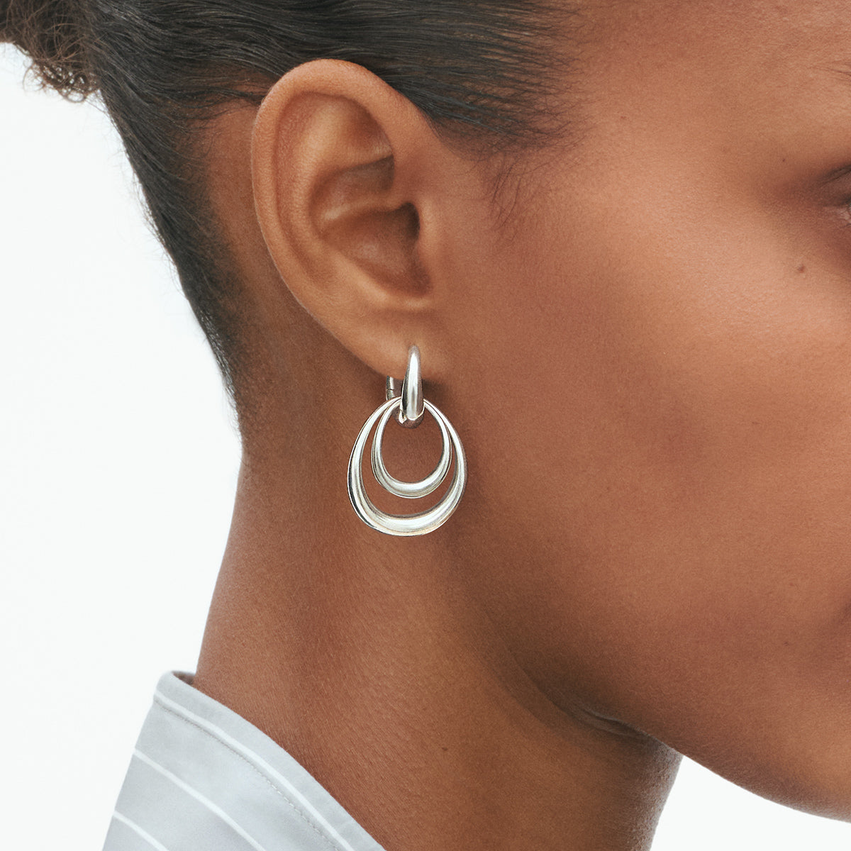 Offspring sølv double element øreringe medium