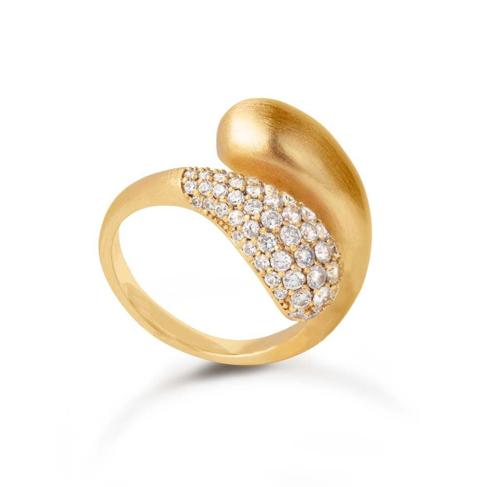 Sølvforgyldt ring Ocean Flow Duo Sparkle