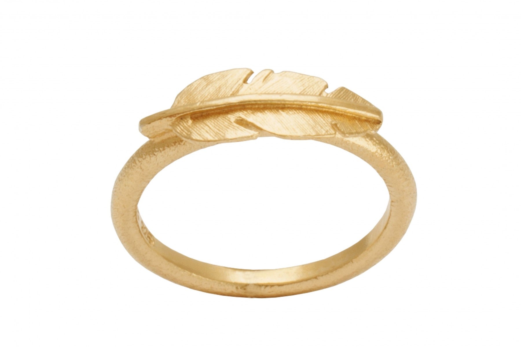 Ring sølvforgyldt Fjer mini
