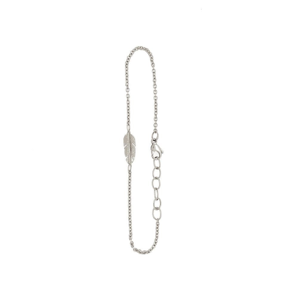 Armbånd sølv rhodineret Fjer mini