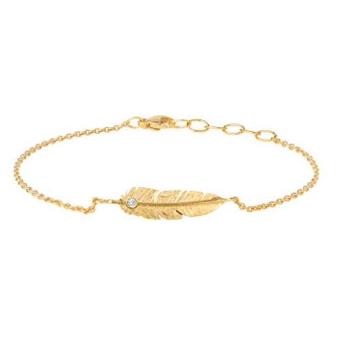 Armbånd sølvforgyldt Fjer m. 0.02ct W/Vs