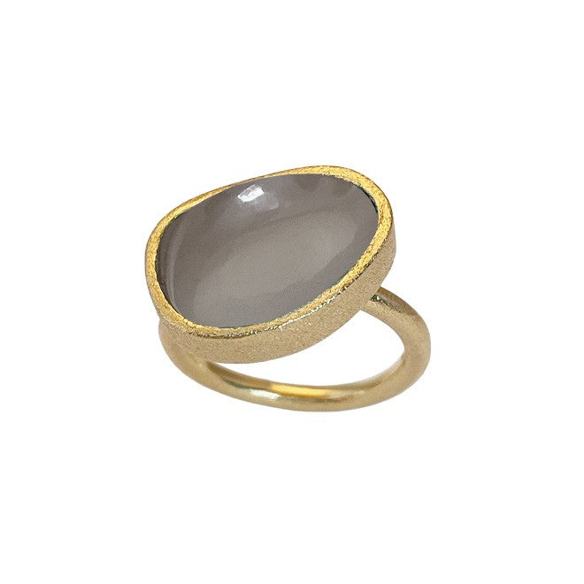 KOLO Ring med Grå månesten, sølv forg.