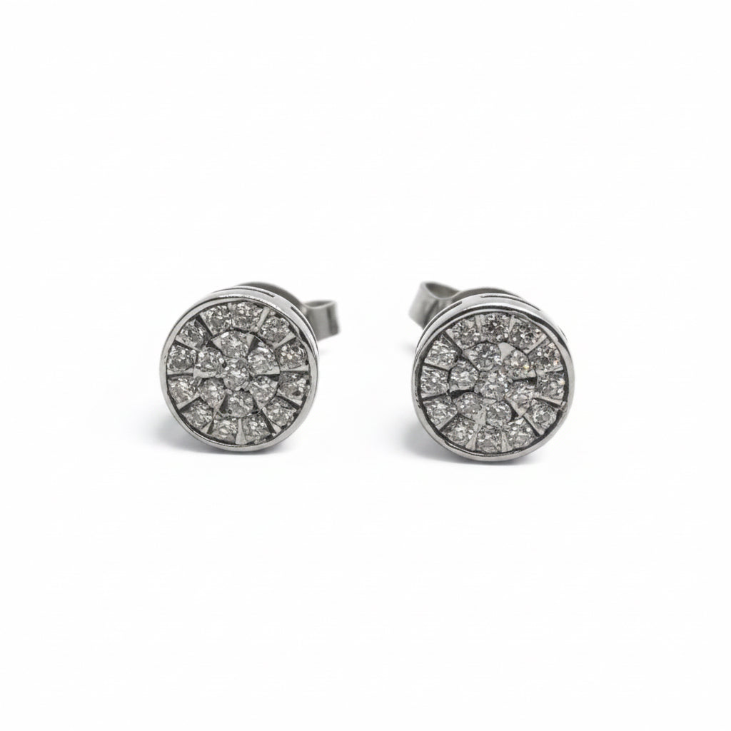 14 kt. hvidg. roset ørestikker m/0,152 ct. i alt