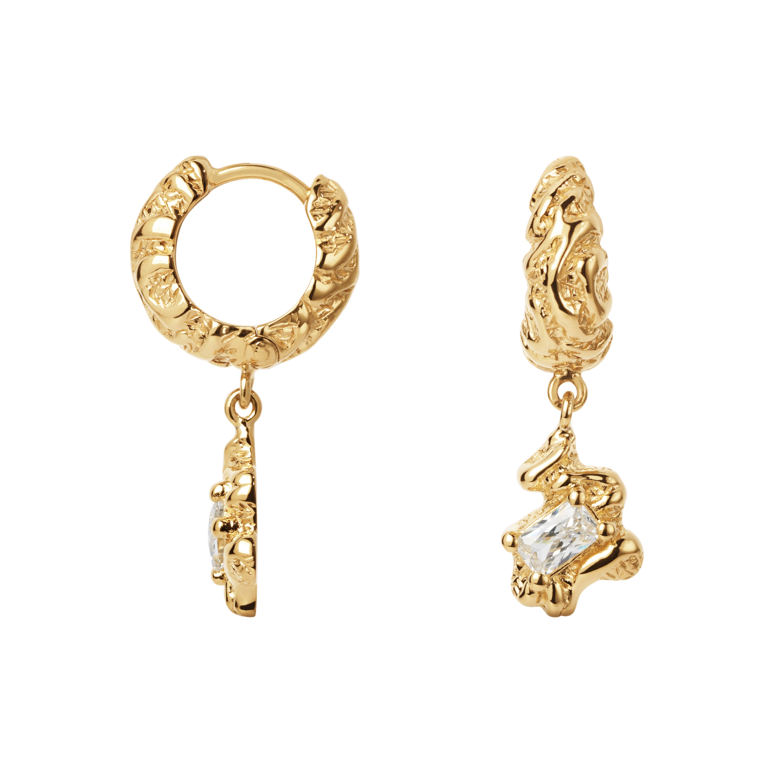Store Flare Zebra forgyldte hoops
