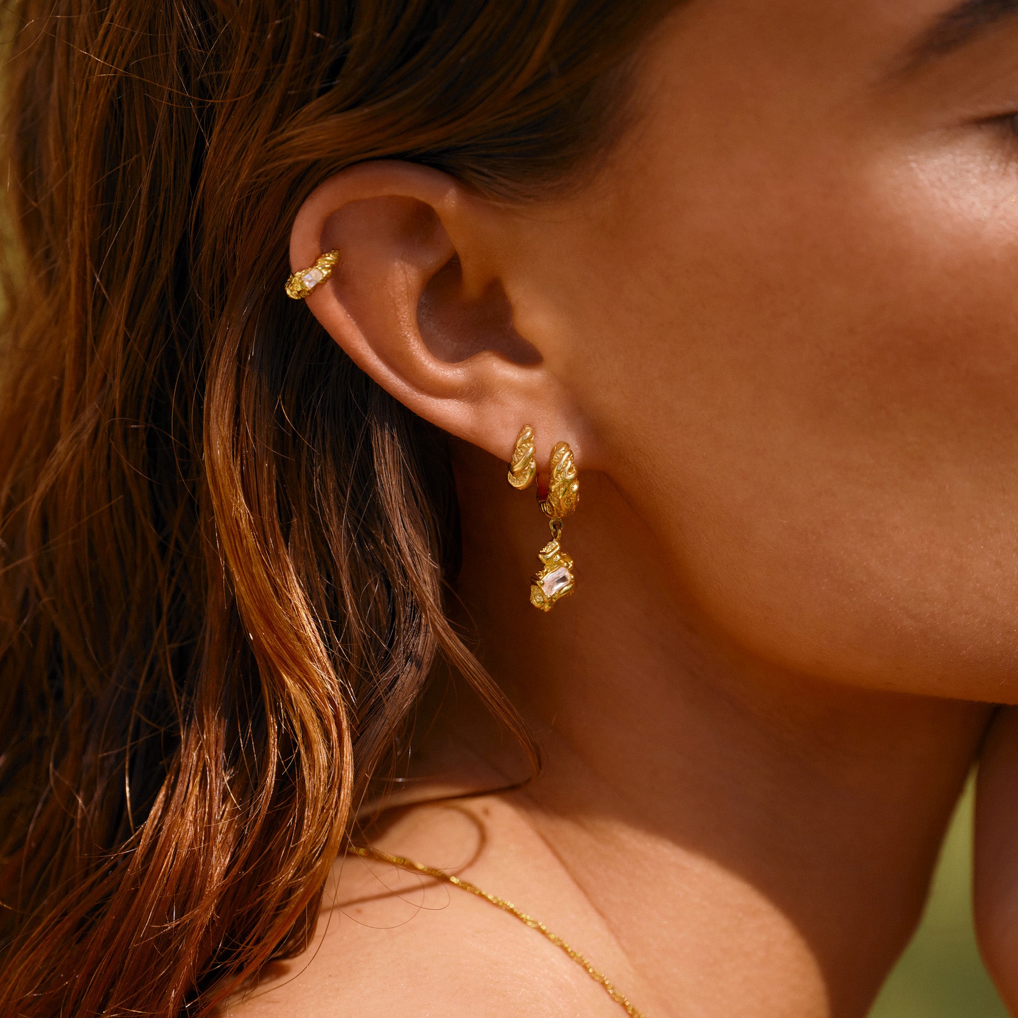 Store Flare Zebra forgyldte hoops