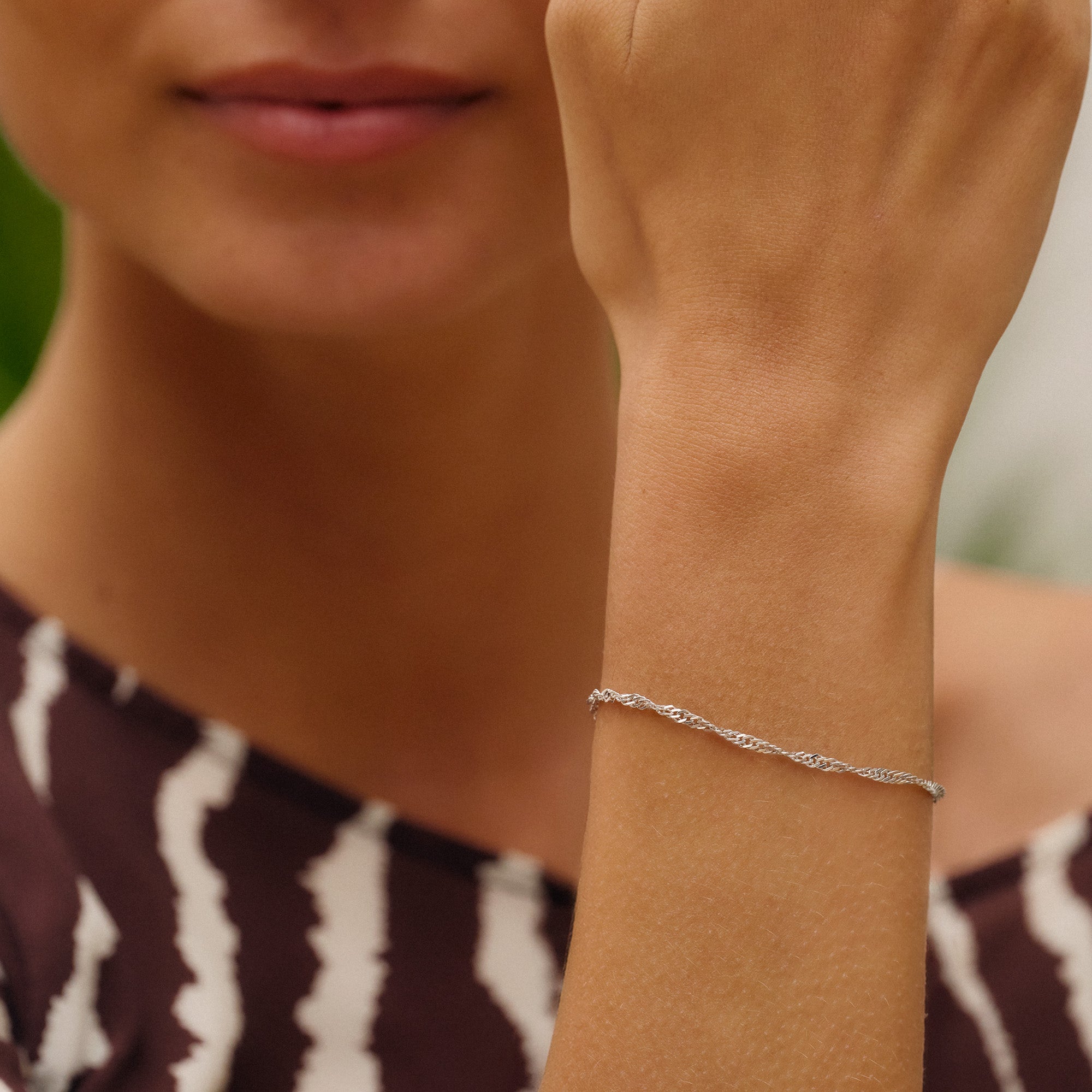Stort Zebra sølv armbånd