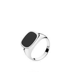 Sølv herrering m/sort onyx, 14x15 mm.