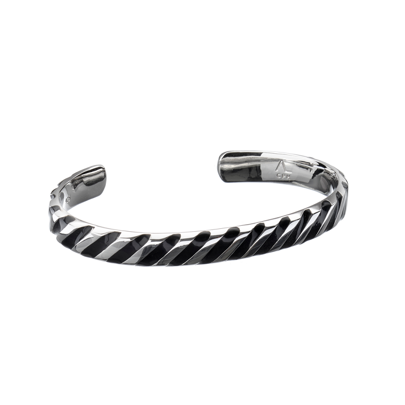 Herrearmring sølv Hope m/sort emaljestrib