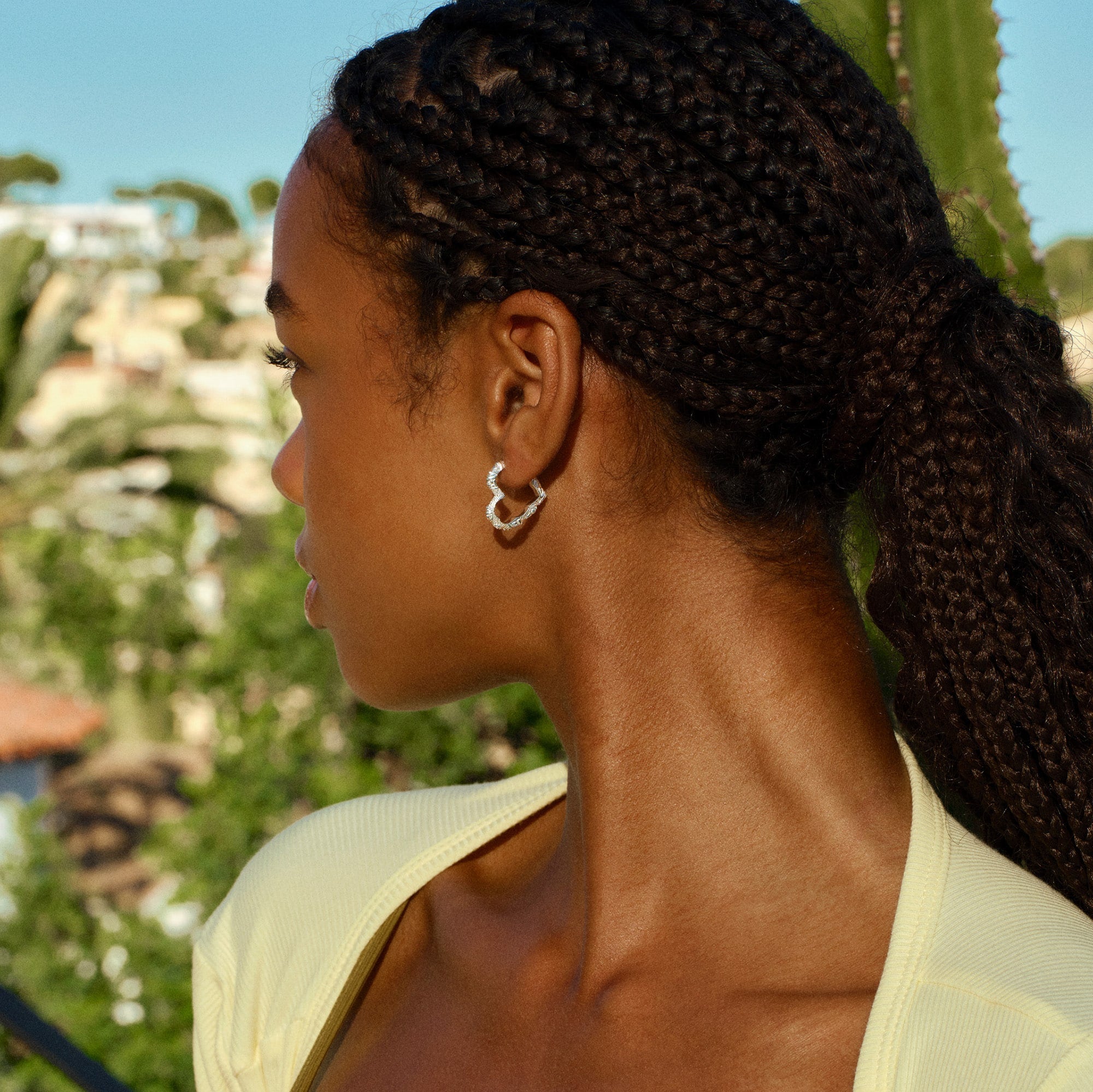 Sølv øreringe Medium Heart Crush Hoops
