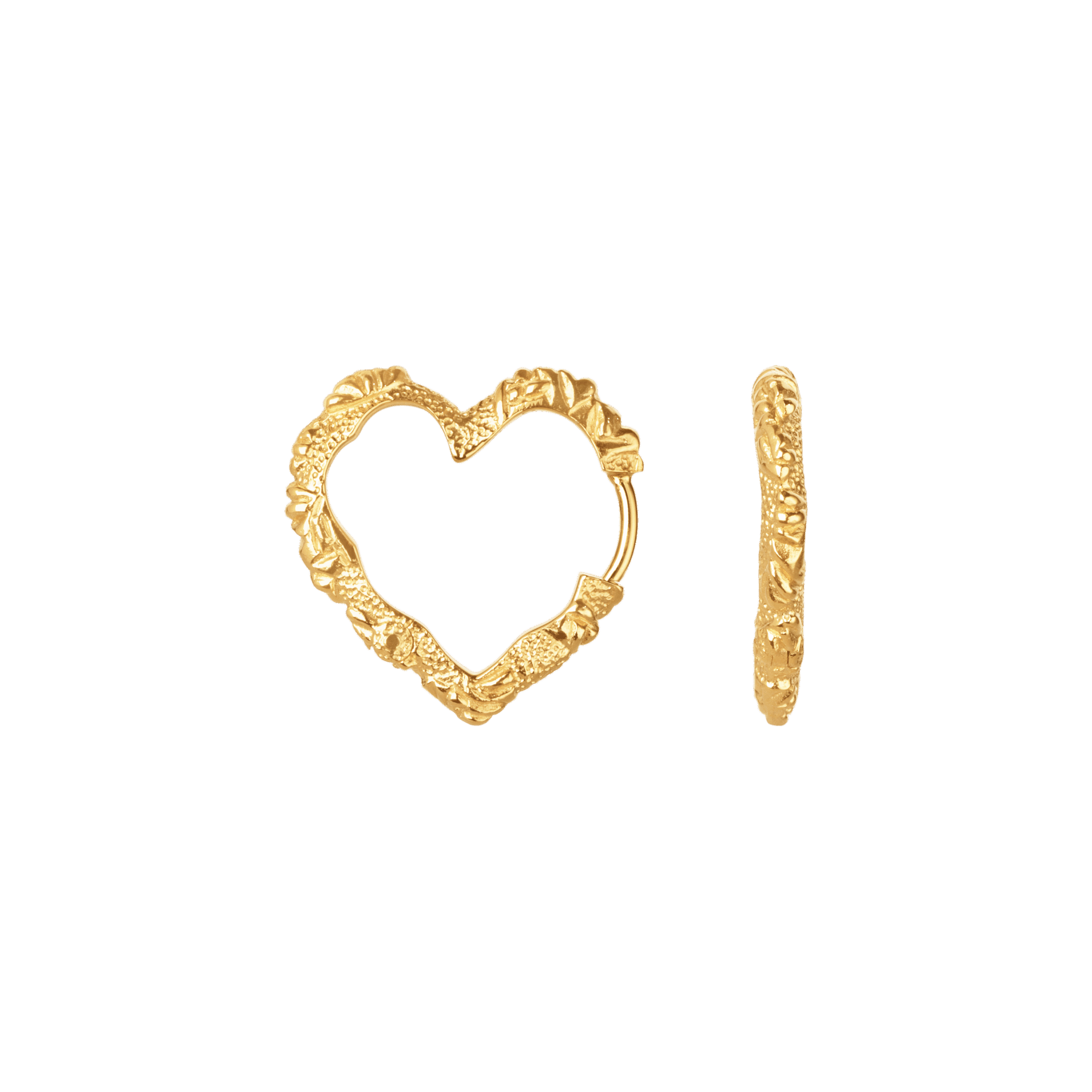 Sølvforgyldt øreringe Medium Heart Crush Hoops