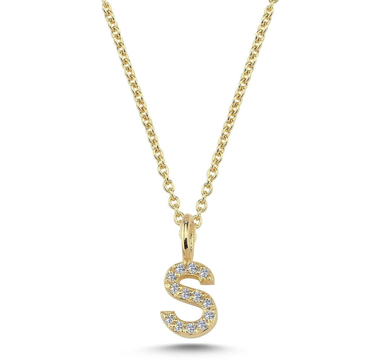 14 kt. Vedhæng bogstav S m/ 13x0,005ct. W/SI