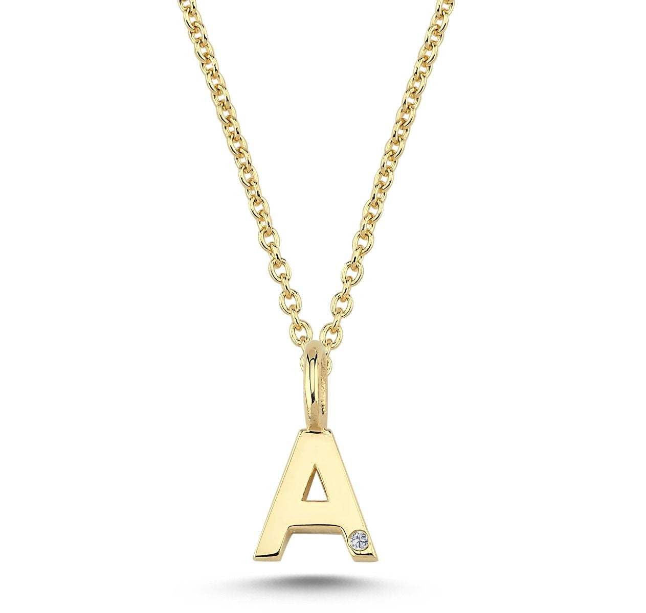 14 kt. Vedhæng bogstav A m/1x0,005ct. W-si