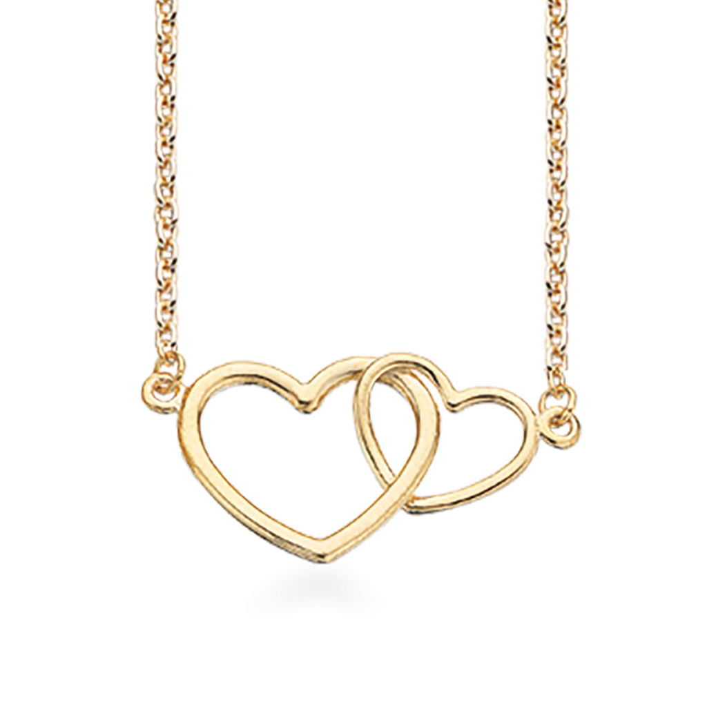 Collier dobbelt hjerte sølv fg.**