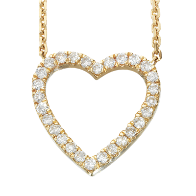 14 kt. Collier hjerte 0,09 H-W/SI