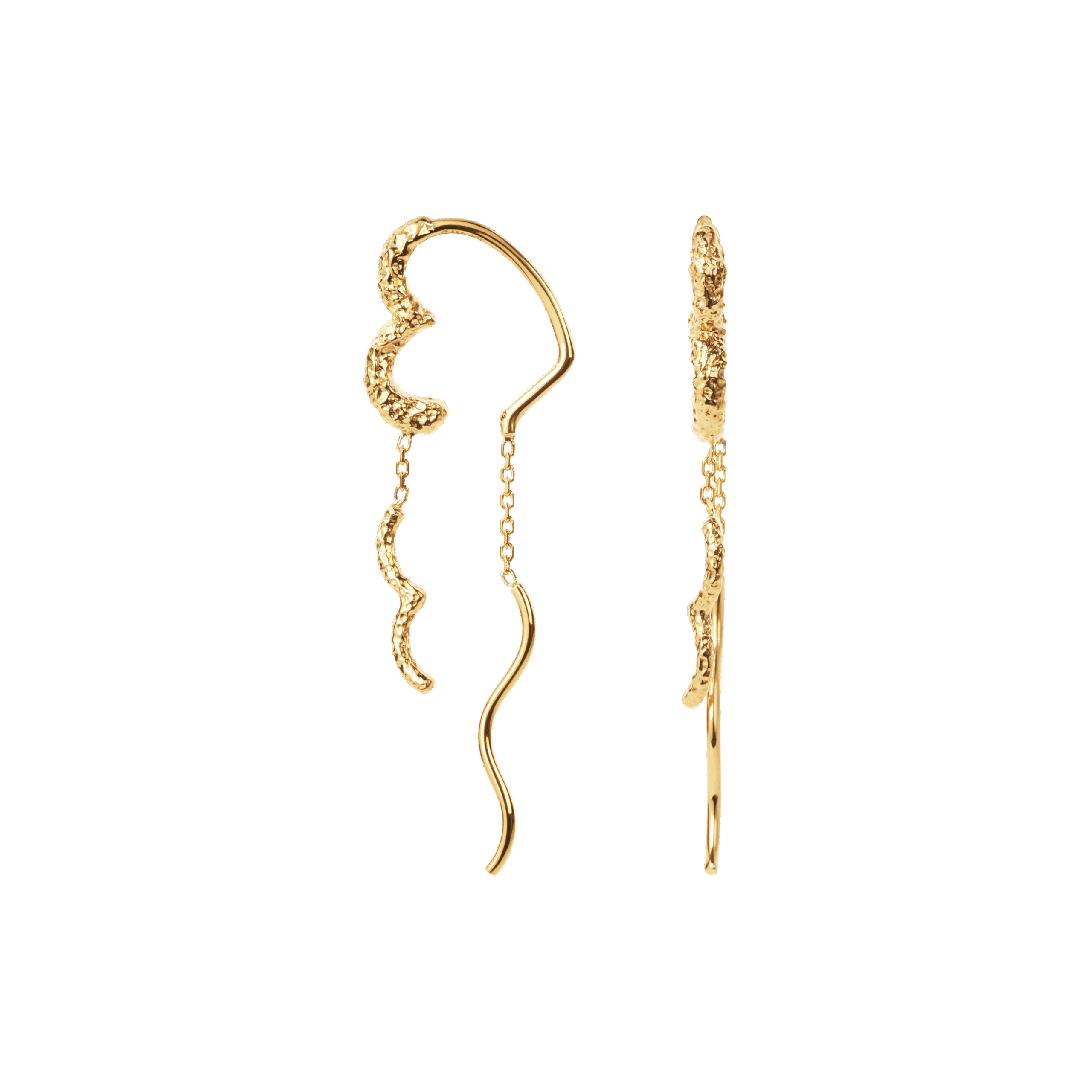 Wavy Sparkly Heart forgyldt ørehængere