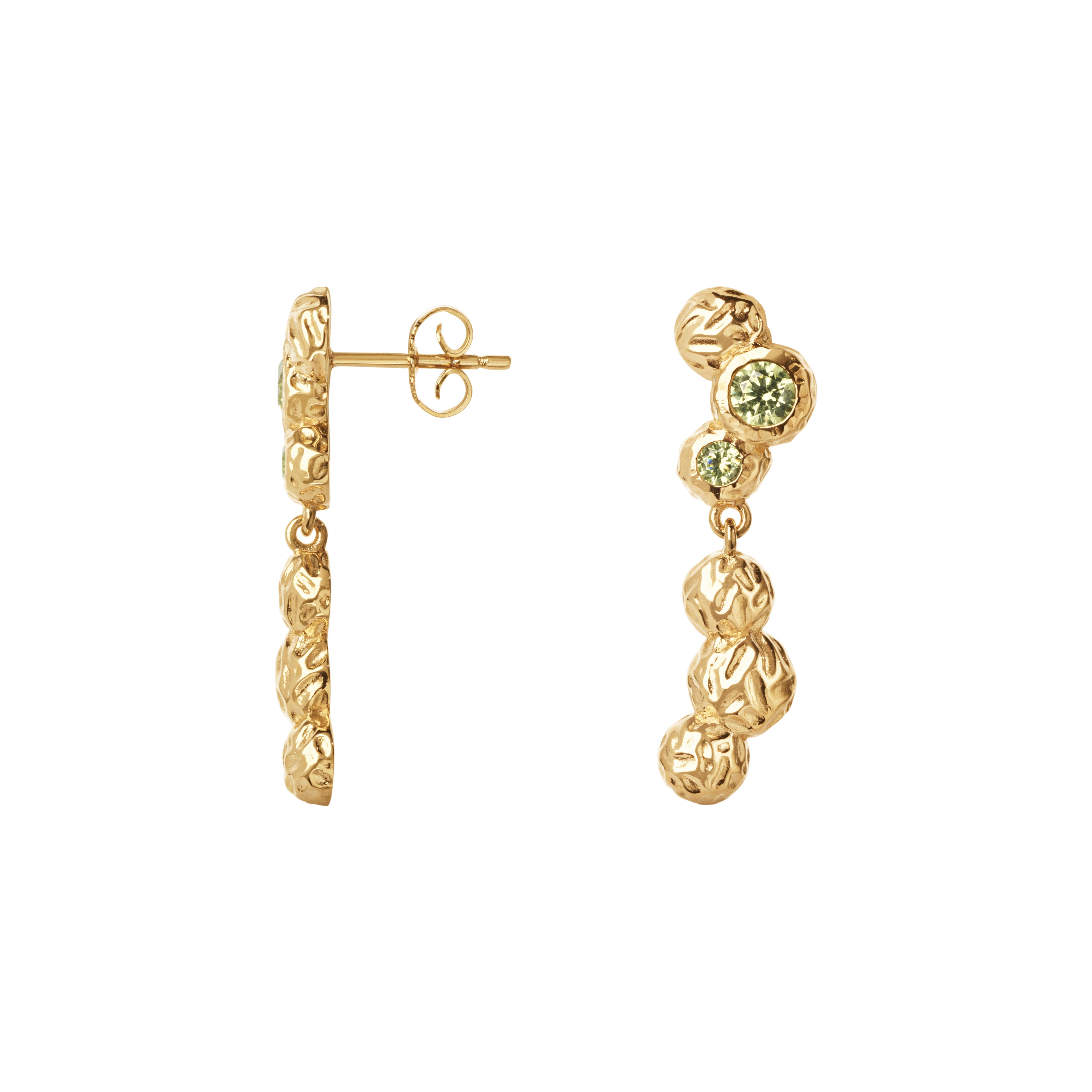 Wavy Gem Dots forgyldte øreringe