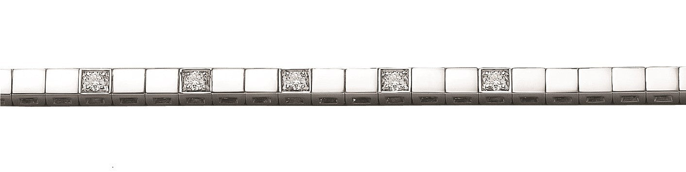 14 kt. hvidguld armbånd m/5 0,07 ct. WPI