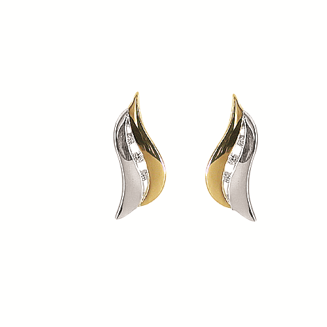 Sølv ørestik m/8kt+sy.zirconia