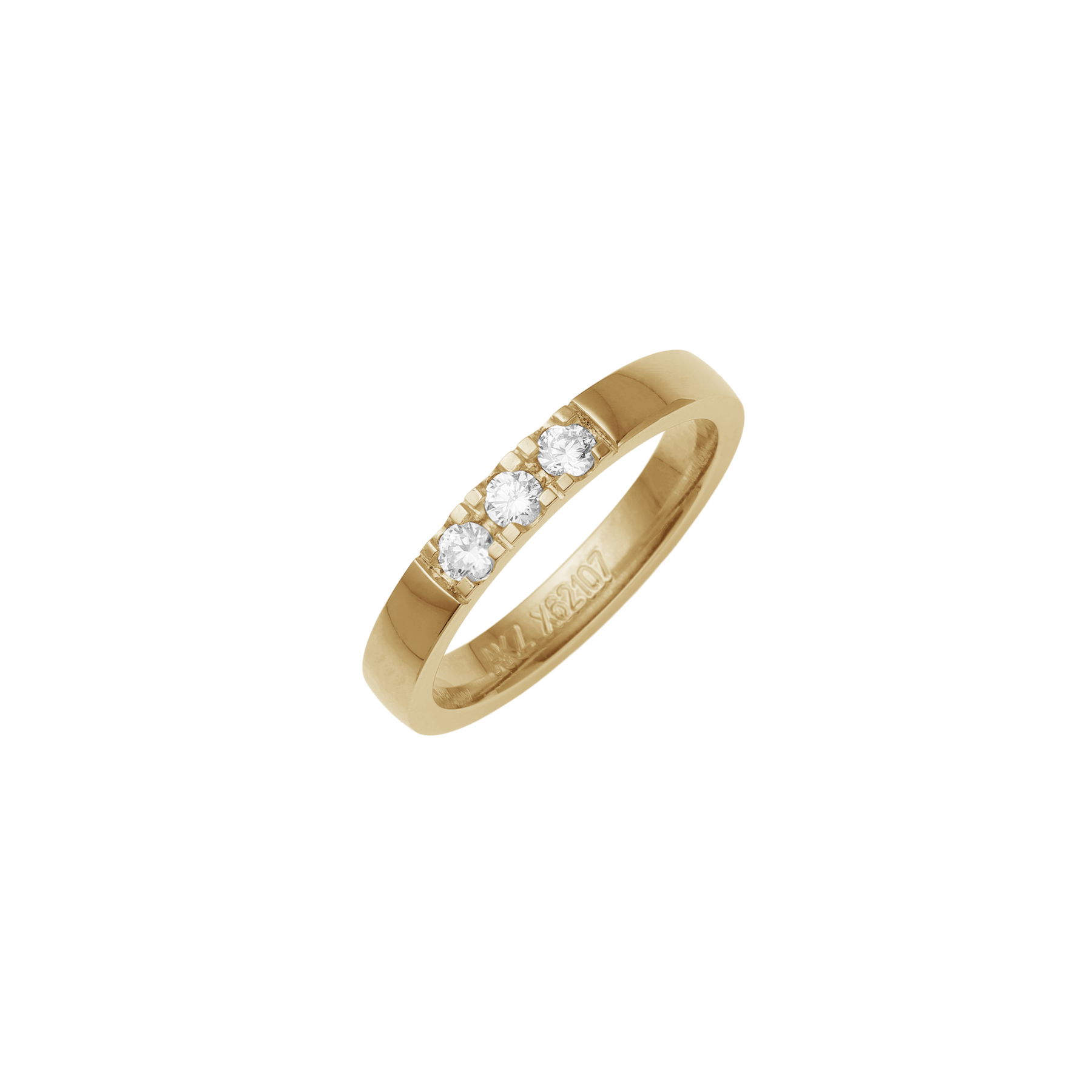 14 kt. rødg. alliancering 3 x 0,07 ct. Brill. TW.S