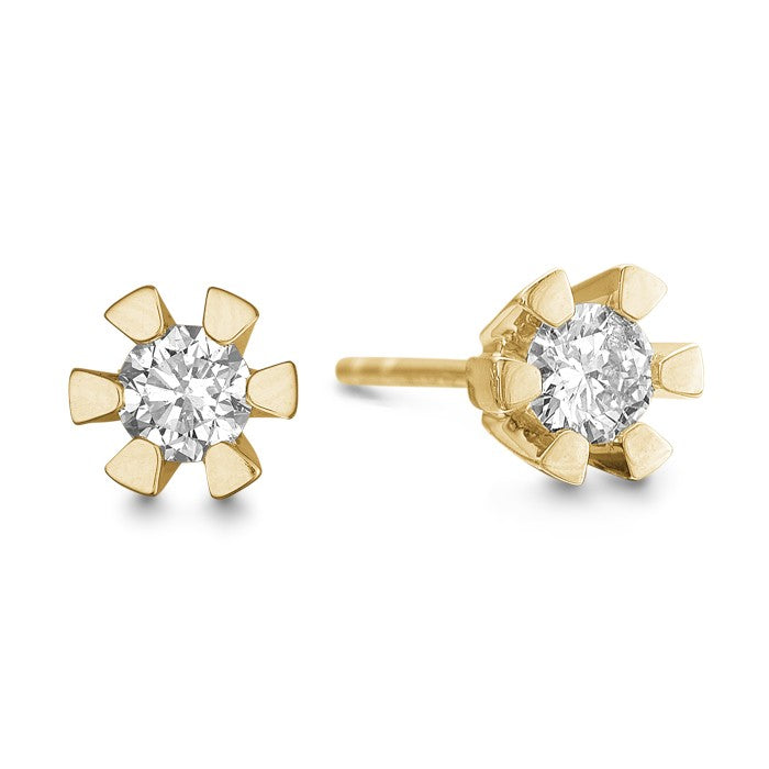 14KT ØRESTIK BRILL.2X0,15CT WPI RØDGULD