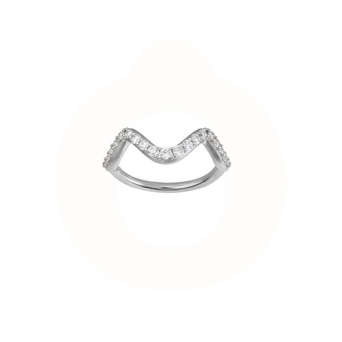 Wave sparkle small sølvring***