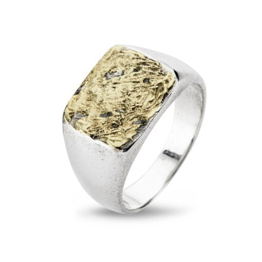 Sølvring Cushion Gold m/18kt By Birdie