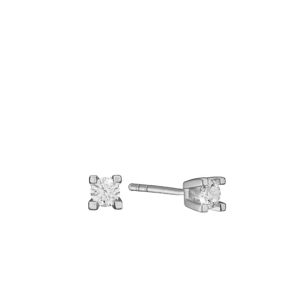 14 kt. hvidguld Eternity ørestikker 2x0,05 ct. W-si, 4 grab