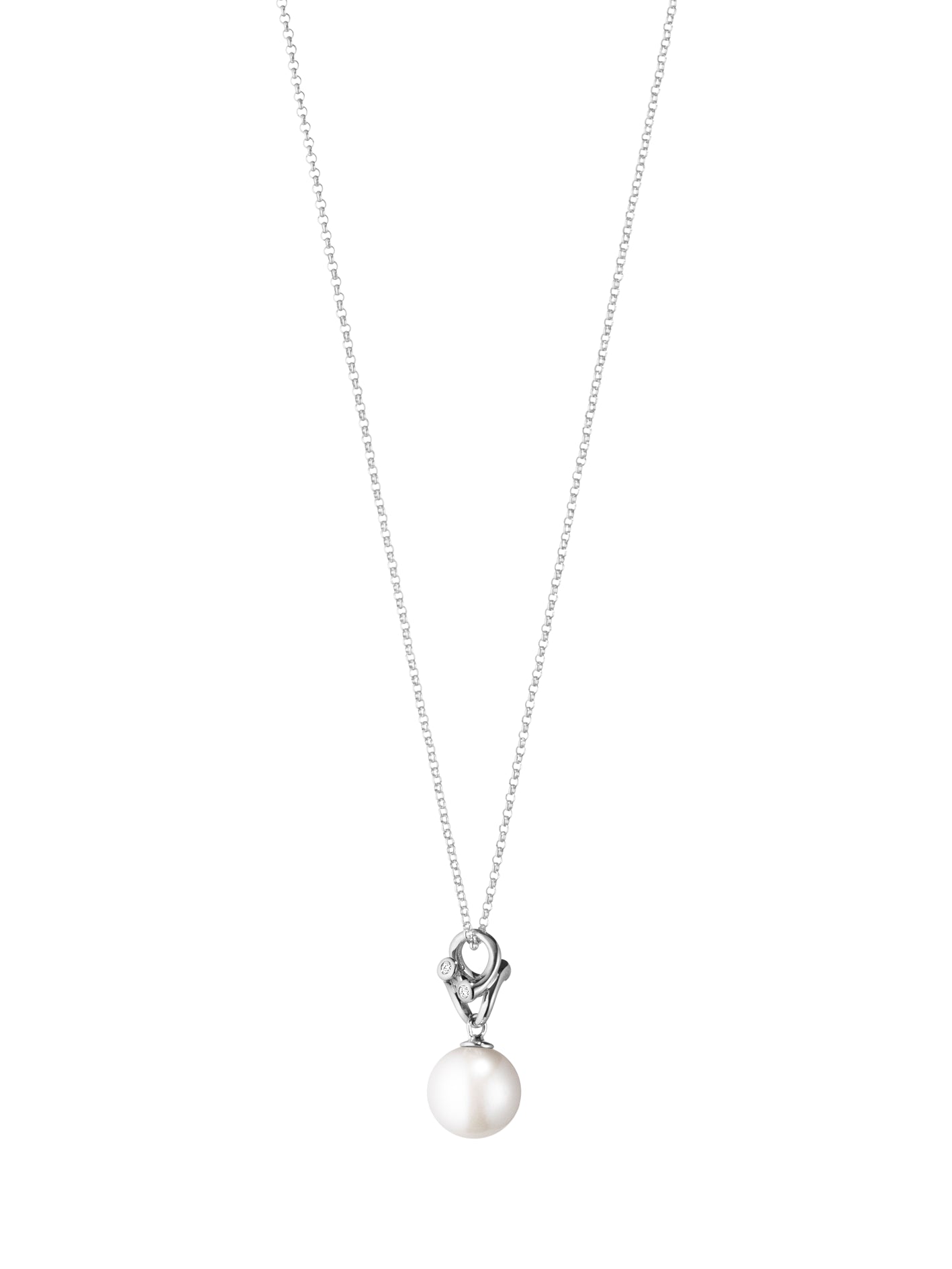 Magic vedhæng 18 kt.hvg. perle+diam.m/kæde