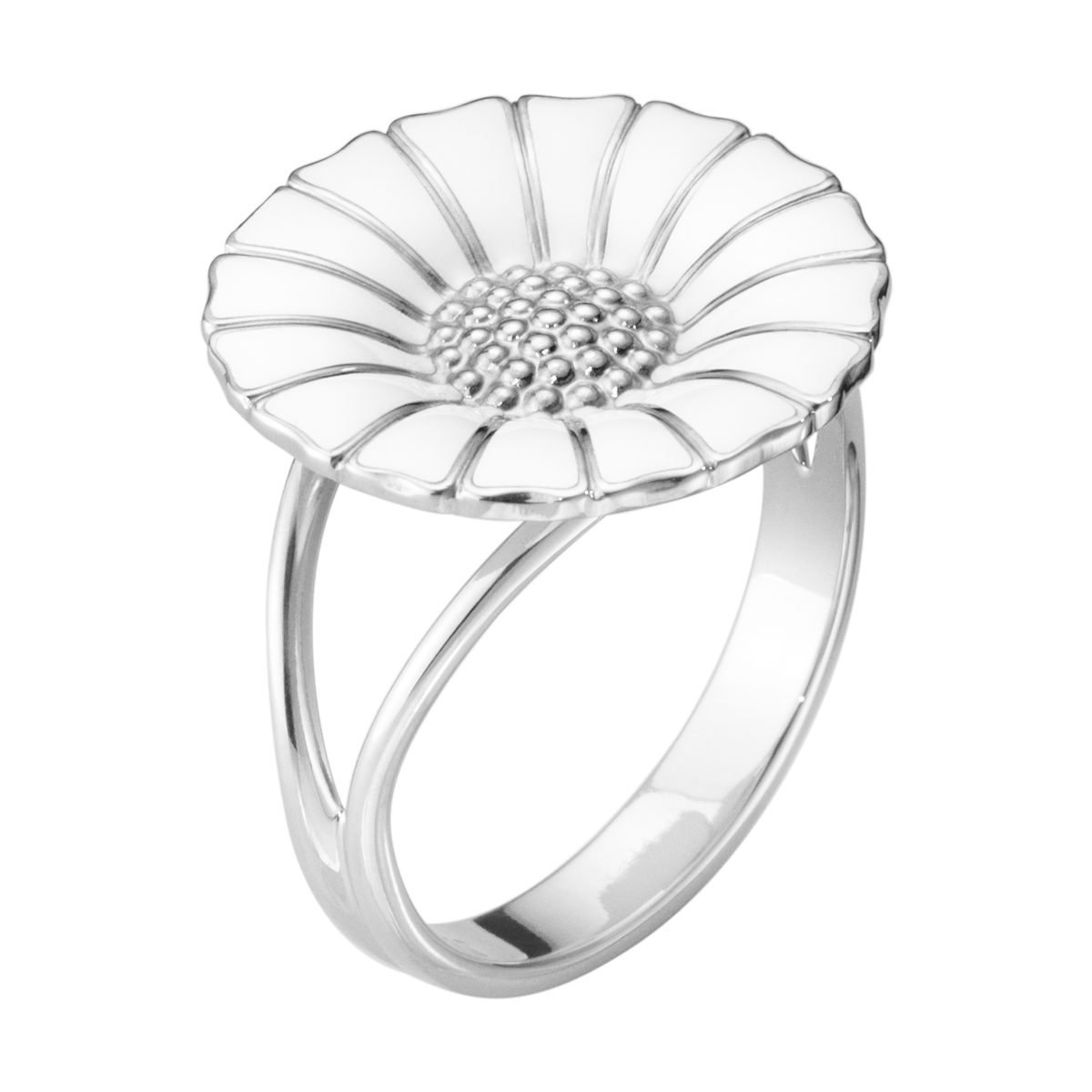 Daisy Ring sølv m/hvid emalje ø18 mm***