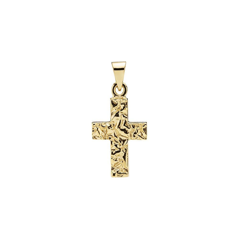 8 kt. vedhæng kors rustik 16x10mm