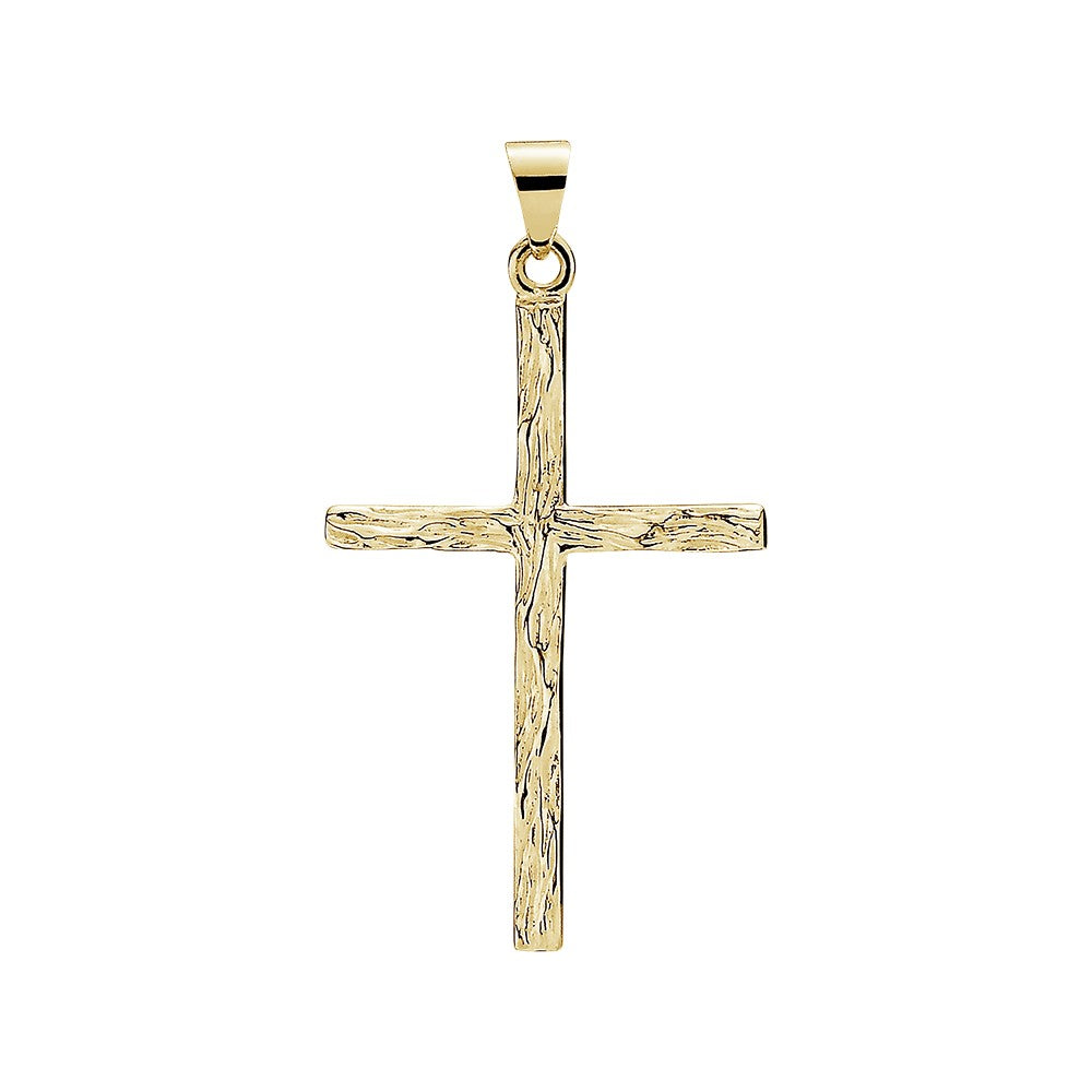 8 kt. vedhæng kors rustik 30x20mm