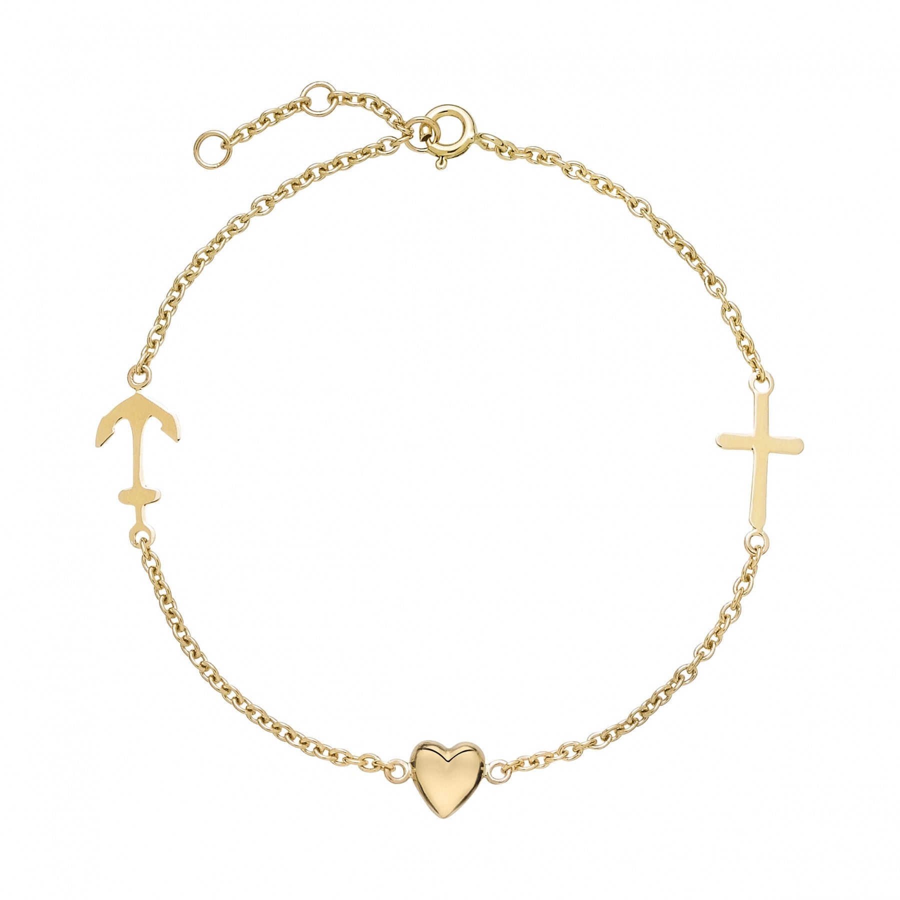 8 kt. Armbånd tro håb kærlighed 17-18-19 cm