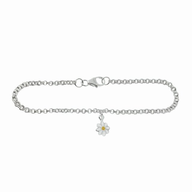 Rhodineret sølv armbånd med daisy blomst ***