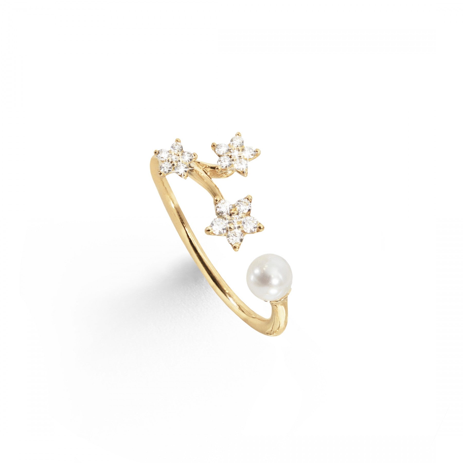Ring Shooting Stars 18 karat rødguld - perle og 18