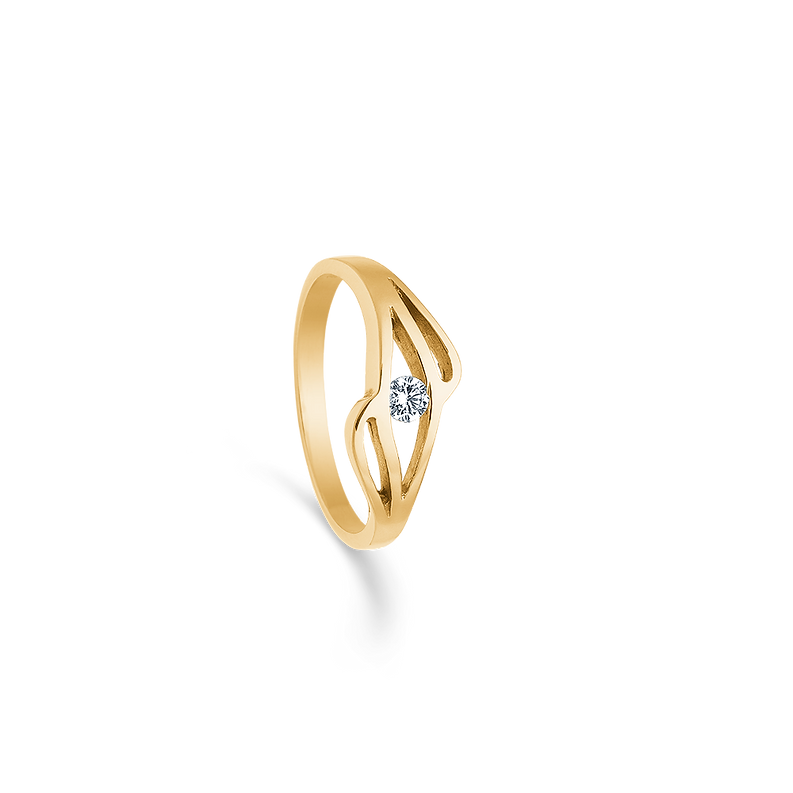 14 kt. Ring med 1 brill. 0,10 ct. W.Si