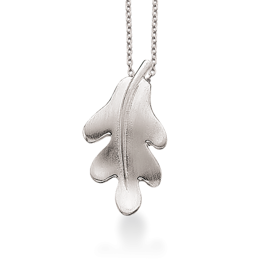 Vedhæng blad mat sølv m/kæde ***