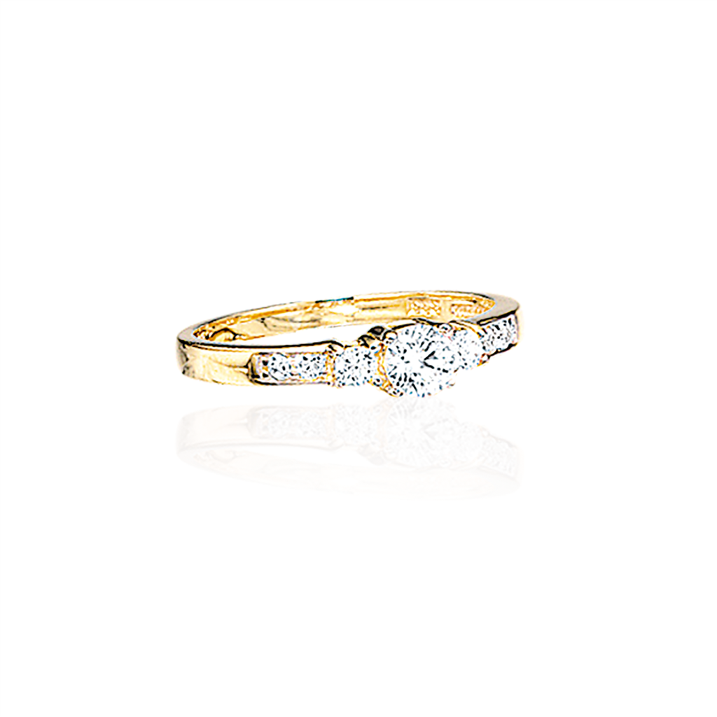 Ring 8 kt. med syntetisk zirconia