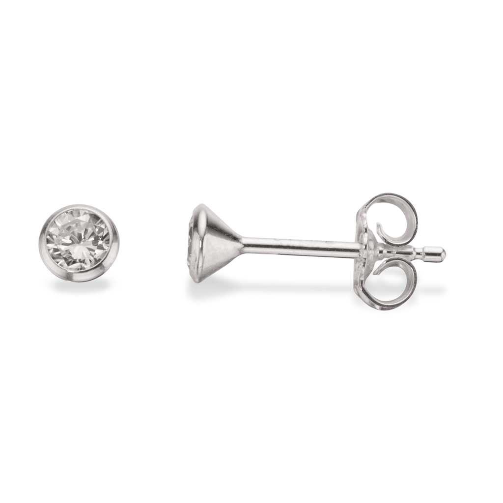 Sølv ørestikker m/synt. zirc. 3,5 mm.