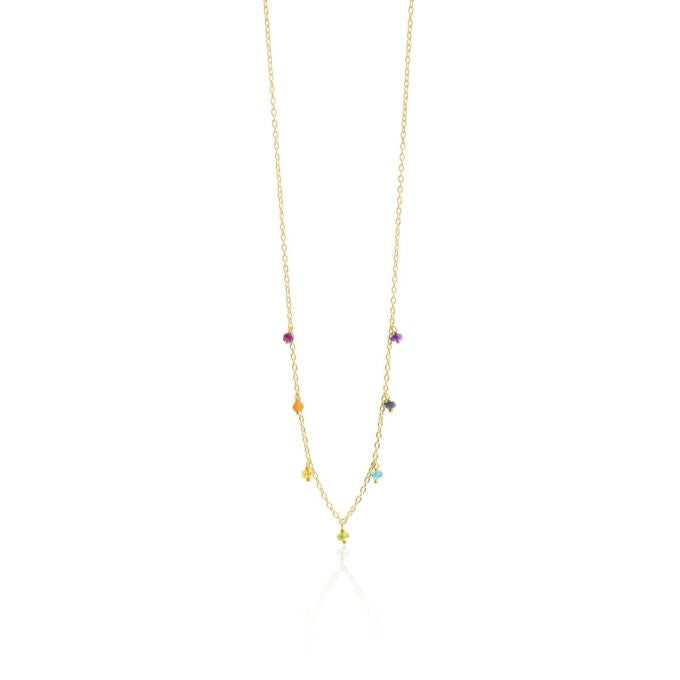 Sølvforg. kæde 3-4mm granat, karneol, citrin