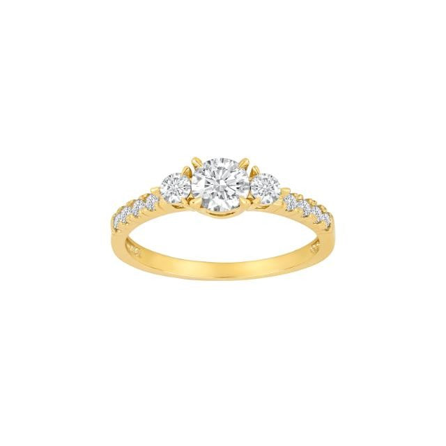 14 kt. Ring med syntetisk zirconia