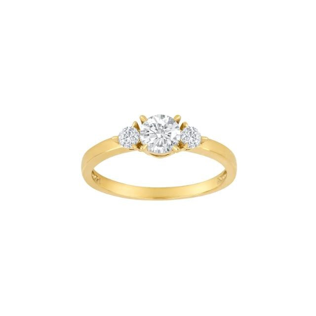 14 kt. Ring med syntetisk zirconia