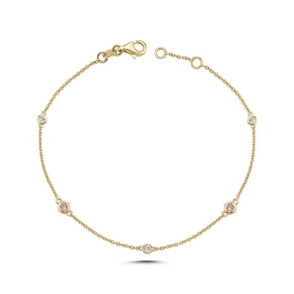 14 kt. Zoe armbånd m/pink safir og 3x 0,025 ct. W.si